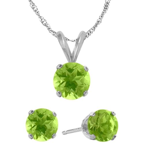 Elite Jewels 18 " Gold Peridot 1.5 carat Necklace and Earrings Set