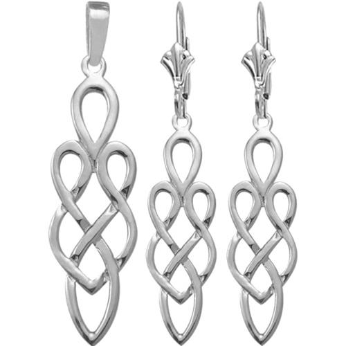 Elite Jewels Sterling Silver Celtic Earrings & Pendant Set with 18 inch chain