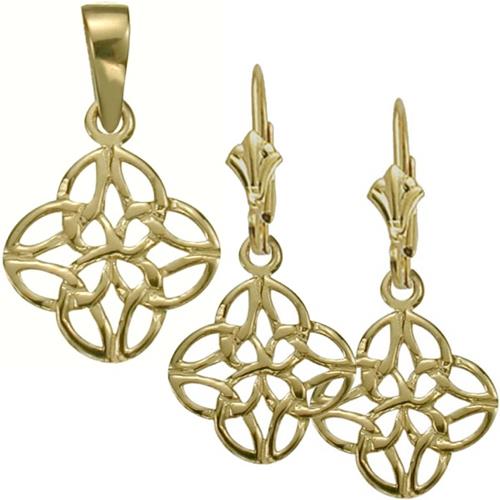 Elite Jewels 10K Yellow Gold Celtic Earrings & Pendant Set with 18 inch chain