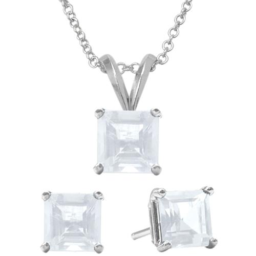 Elite Jewels 18 " Silver Topaz 1.95 carat Necklace and Earrings Set