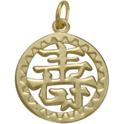 Elite Jewels 10 Karat Yellow Gold Chinese LONG LIFE Pendant with 18" chain