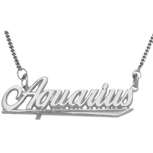 Elite Jewels Silver Aquarius Script Zodiac Pendant Jan 21 - Feb 19 with chain