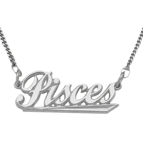 Elite Jewels Silver Pisces Script Zodiac Pendant Feb 20 - Mar 21 with 18" chain