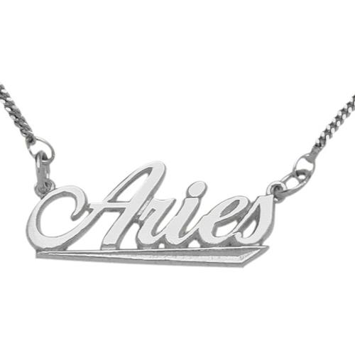 Elite Jewels Silver Aries Script Zodiac Pendant Mar 22 - Apr 20 with 18" chain