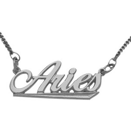 Elite Jewels 10K White Gold Aries Script Zodiac Pendant Mar 22 - Apr 20 with 18" chain