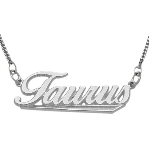 Elite Jewels Silver Taurus Script Zodiac Pendant Apr 21 - May 21 with 18" chain