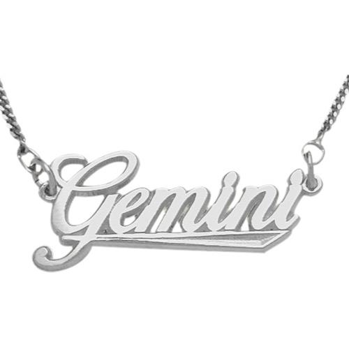 Elite Jewels Silver Gemini Script Zodiac Pendant May 22 - June 22 with 18" chain