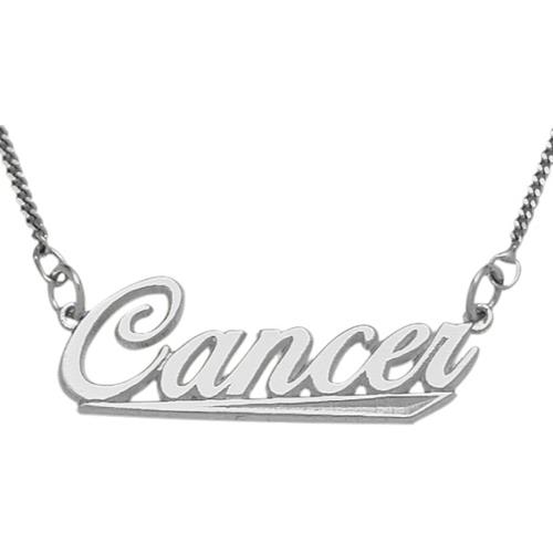 Elite Jewels Silver Cancer Script Zodiac Pendant June 23 - July 23 with 18" chain