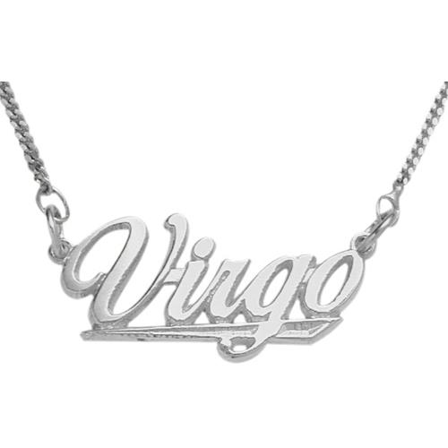 Elite Jewels Silver Virgo Script Zodiac Pendant Aug 24 - Sept 22 with 18" chain