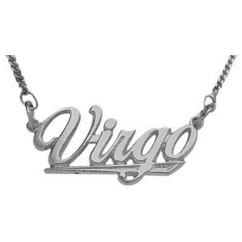 Elite Jewels 10K White Gold Virgo Script Zodiac Pendant Aug 24 - Sept 22 with 18" chain