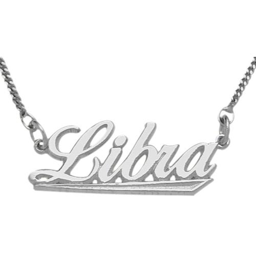 Elite Jewels Silver Libra Script Zodiac Pendant Sept 23 - Oct 23 with 18" chain