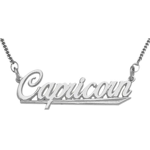 Elite Jewels Silver Capricorn Script Zodiac Pendant Dec 23 - Jan 20 with 18" chain