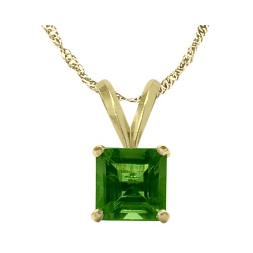 Elite Jewels 14 Karat Yellow Gold 0.55tcw. 5mm Princess Cut Square Created Emerald Pendant