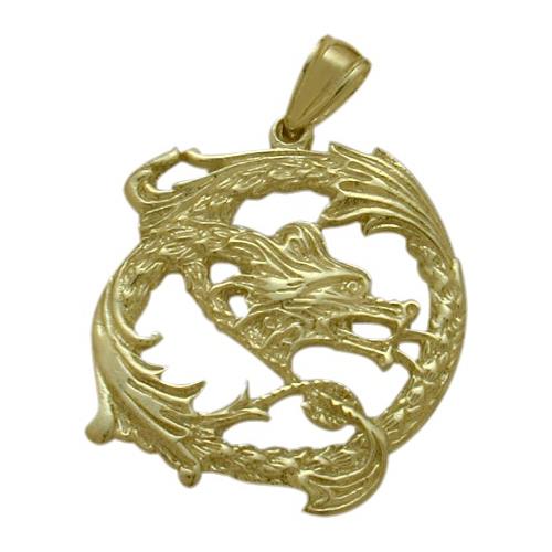 Elite Jewels 10 Karat Yellow Gold Celtic Dragon Pendant with 18" chain