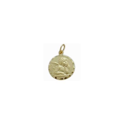 Image 1 de 1.. Elite Jewels 10K Yellow Gold Guardian Angel Round Diamond Cut Charm Pendant with 18" chain