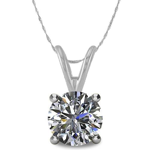 Elite Jewels 0.35tcw. 14K White Gold Round Brilliant Cut Certified Diamond Pendant with 18 Inch chain