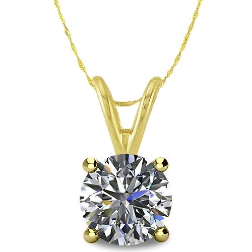 Elite Jewels 0.20tcw. 14K Yellow Gold Round Brilliant Cut Certified Diamond Pendant with 18 Inch chain