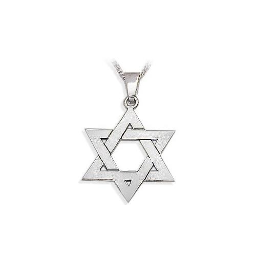Elite Jewels 14 Karat Religious White Gold High Polish Star of David Jewish Pendant with 18" Chain