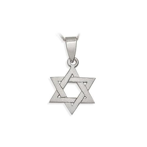 Elite Jewels 14 Karat High Polish White Gold Religious Star of David Jewish Pendant with 18" Chain