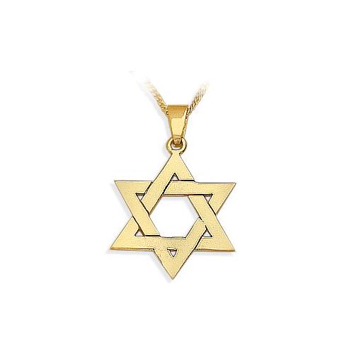Elite Jewels 14 Karat High Polish Religious Yellow Gold Star of David Jewish Pendant with 18" Chain