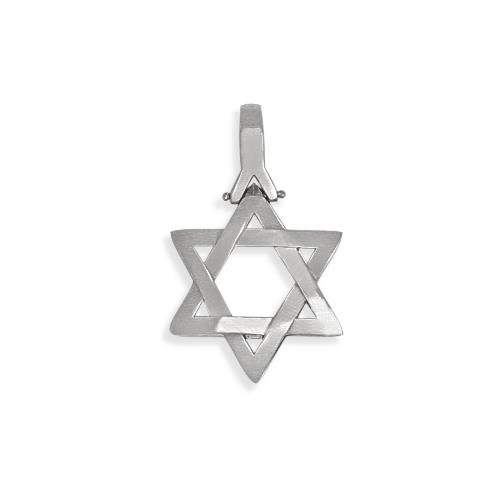 Elite Jewels 14 Karat High Polish Religious Domed White Gold Star of David Jewish Pendant with 18" Chain