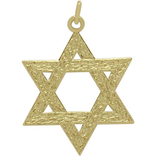 Elite Jewels 14 Karat Yellow Gold Medium Star of David Pendant with 18 Inch Chain
