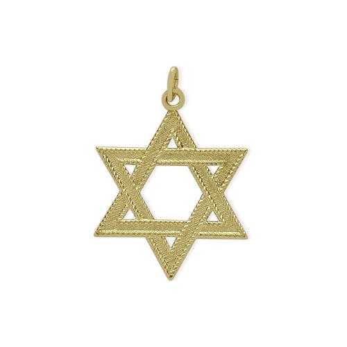 Elite Jewels 14 Karat Yellow Gold Large Star of David Pendant with 18 Inch Chain
