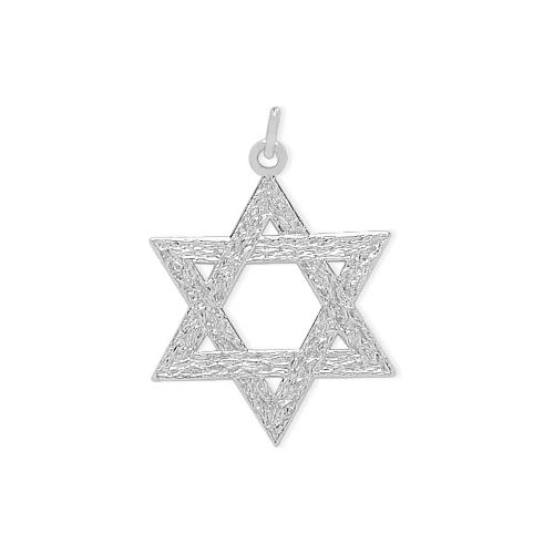 Elite Jewels Silver Large Detailed Star of David Pendant with chain - 18