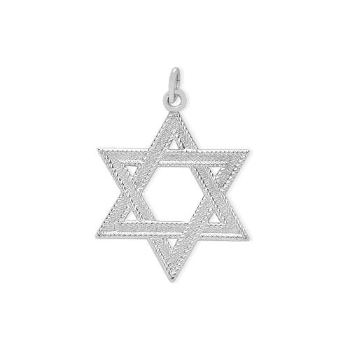 Large Elite Jewels Silver Detailed Star of David Pendant with chain - 18