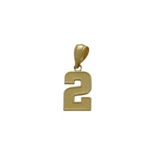 Elite Jewels 14 Karat Yellow Gold Number 2 Pendant with 18" chain
