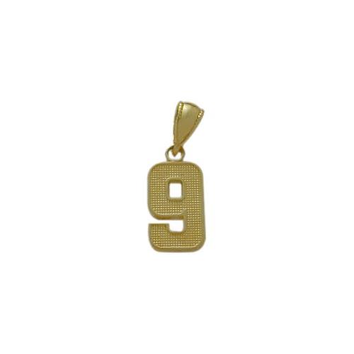 Elite Jewels 10 Karat Yellow Gold Number 9 Pendant with 18" chain