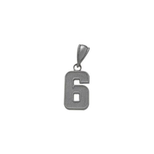 Elite Jewels 10 Karat White Gold Number 6 Pendant with 18" chain