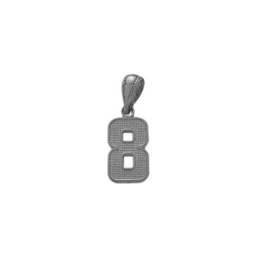 Elite Jewels 10 Karat White Gold Number 8 Pendant with 18" chain