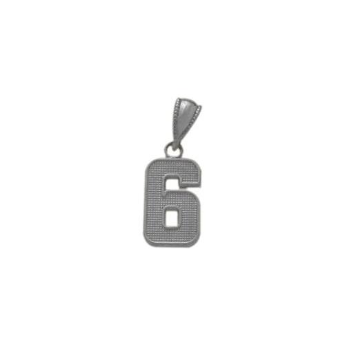 Elite Jewels Silver Number 6 Pendant with a 18" chain