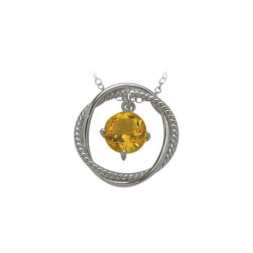 Ladies Elite Jewels Silver Free Moving Citrine Pendant with 18 inch chain