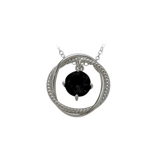 Ladies Elite Jewels Silver Free Moving Onyx Pendant with 18 inch chain
