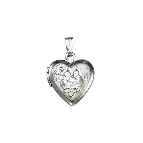 Image 1 of 1.. Elite Jewels Silver Heart with Birds Locket with 18 inch chain