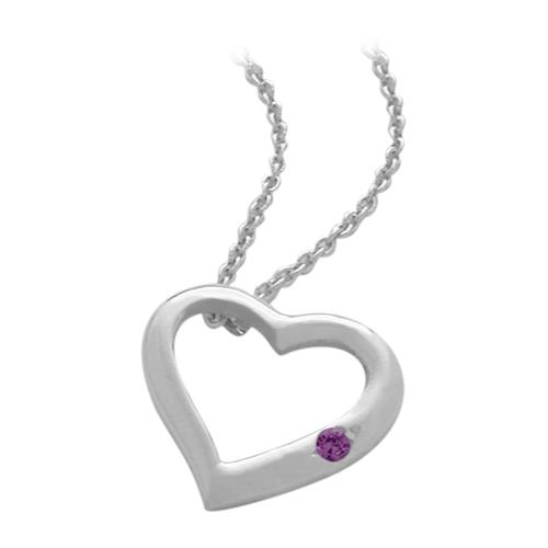 Sterling Silver Genuine Amethyst Heart Pendant with 18 inch chain