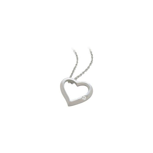 Sterling Silver Genuine White Topaz Heart Pendant with 18 inch chain