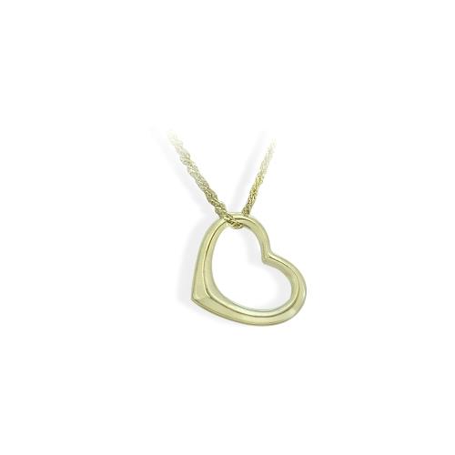Ladies Designer Elite Jewels 10 Karat Yellow Gold Floating Heart Pendant with Chain - 18