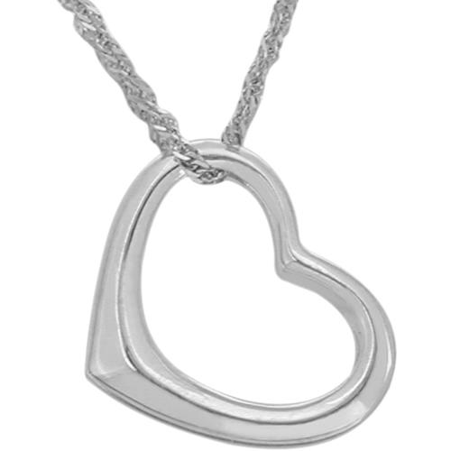 Ladies Sterling Silver High Polish Floating Heart Pendant with 18" Chain