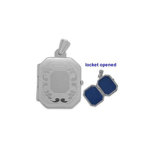 Sterling Silver Square Shaped Locket with Diamond Cut Pattern with Chain - 18
