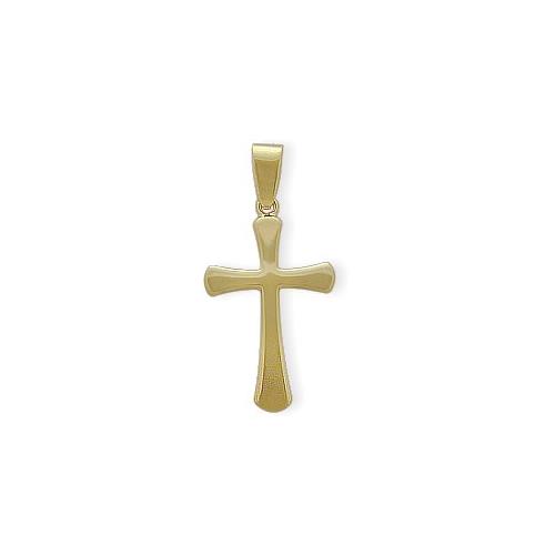 Image 1 of 1.. Religious Yellow Gold Domed High Polish Crucifix Cross with 18 Inch Chain