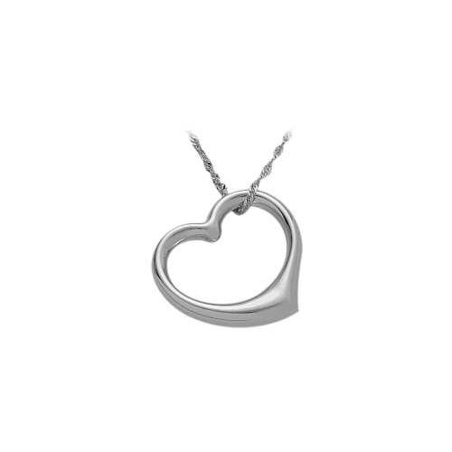 Elite Jewels 10K White Gold Thick Floating Heart Pendant with chain