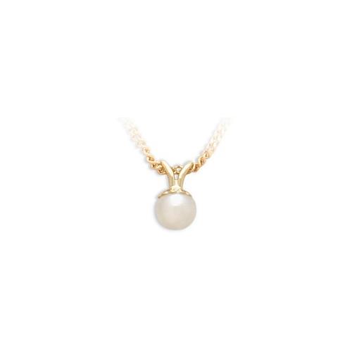 ELITE JEWELS  Ladies 6MM Cultured Pearl 14K Pendant With 18" Necklace In Gold