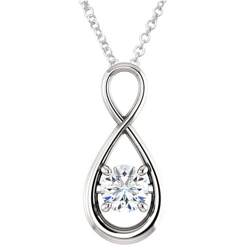 Sterling Silver 0.80 tcw. Genuine 6mm White Topaz Infinity Pendant with 18" Chain