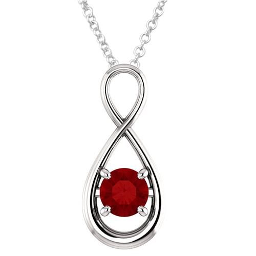 Image 1 of 1.. Sterling Silver 1.00 tcw. Created 6mm Ruby Infinity Pendant with 18" Chain