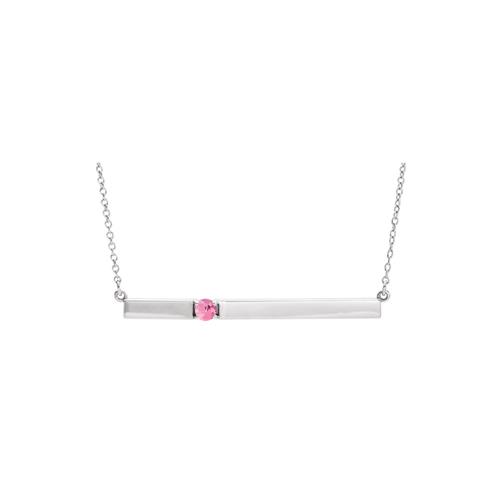 Elite Jewels Sterling Silver 3mm Created Pink Sapphire 0.10 tcw. Gemstone Bar Pendant with 18" Chain