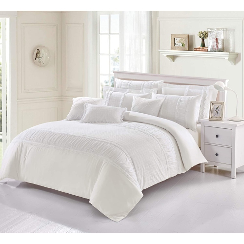 New Season Home 100% Cotton with 300 Thread-Count Fabric Luxurious Ultra Soft All Season 7-PCs Duvet Cover Set - Queen