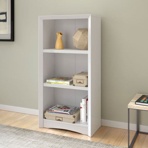 Quadra 47" Contemporary 3-Shelf Bookcase - White Faux Woodgrain